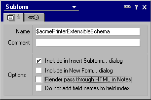 Specify properties for the subform